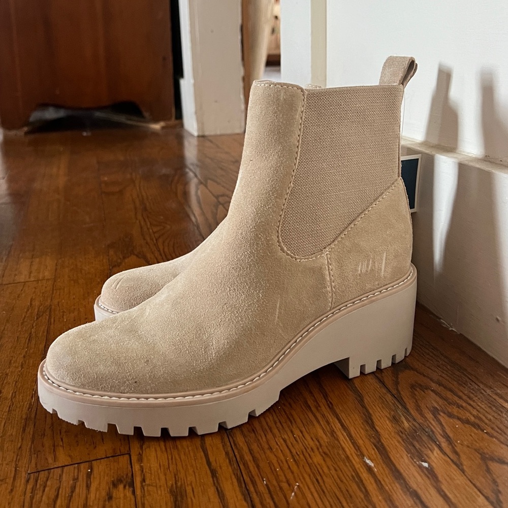 Dolce Vita Suede Tan Chelsea-Style Booties